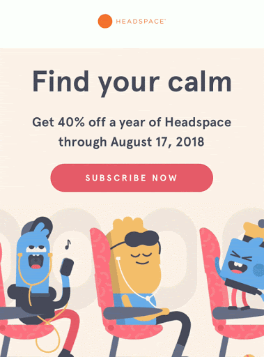 Headspace example of animated gifs in email