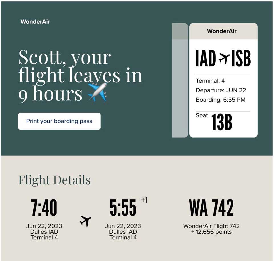 Show personalized travel details in emails