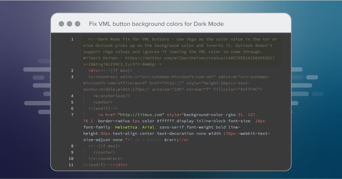 Fix VML button background colors for Dark Mode