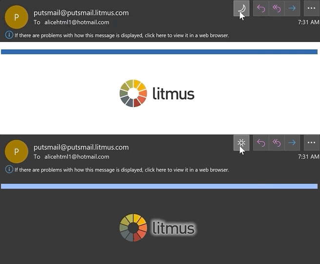 Litmus Dark Mode email optimized logo example