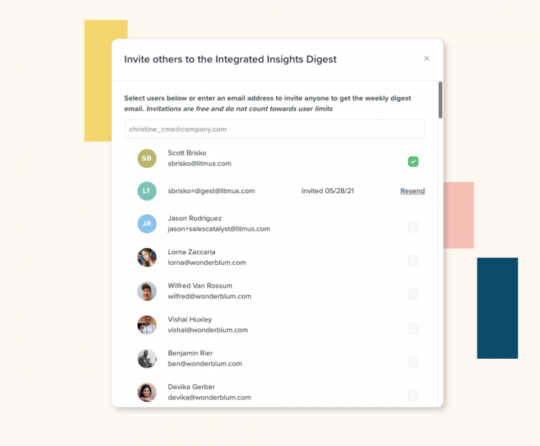 Invite others to get a weekly digest with email insights