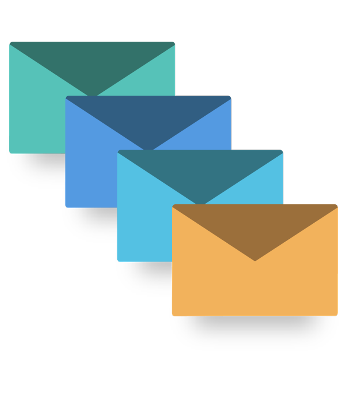 4 envelopes in different colors