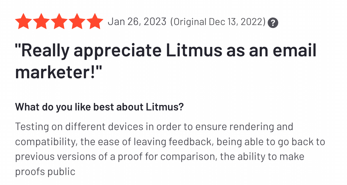 “Really appreciate Litmus as an email marketer!”